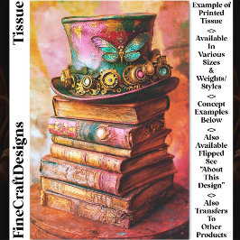 Papel De Seda Chapéu Steampunk & Livros de Fantasia CZ6L Decoupa