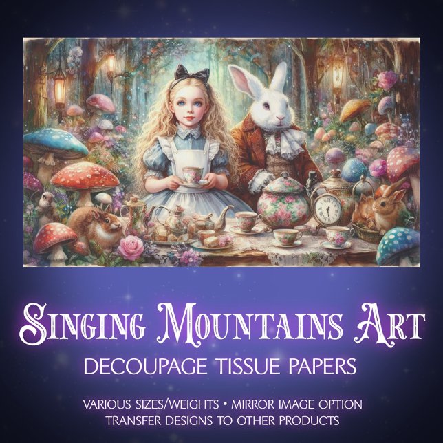 Papel De Seda Charming Wonderland Tea Scene Crafting Decoupage (Criador carregado)