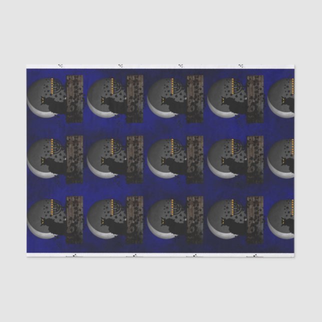 Papel De Seda Chat Noir Chanukah com Menorah (Frente )