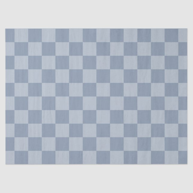 Papel De Seda Checkerboard azul empoeirado (Frente )
