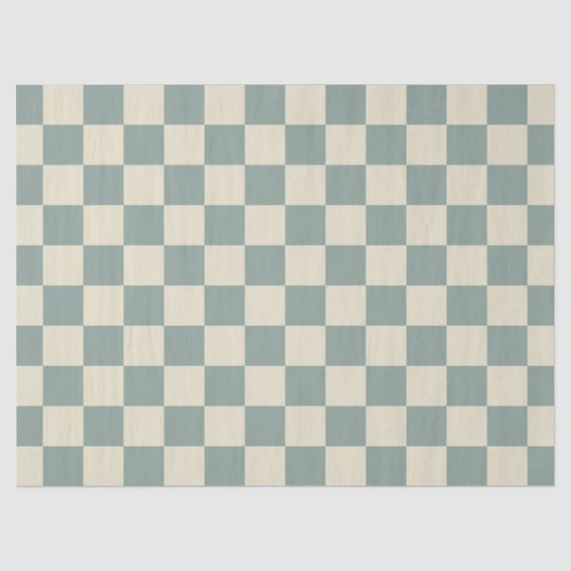 Papel De Seda Checkerboard verde e amarelo pálido (Frente )