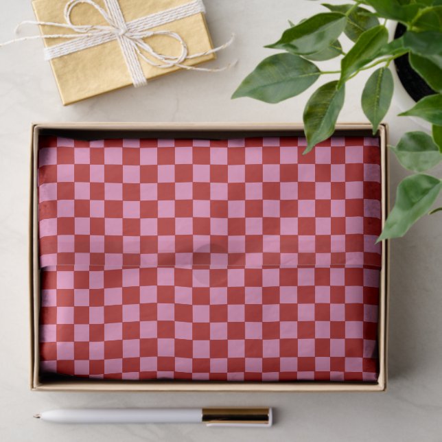 Papel De Seda Checkered Red and Hot Pink  Tissue Paper (Presente)