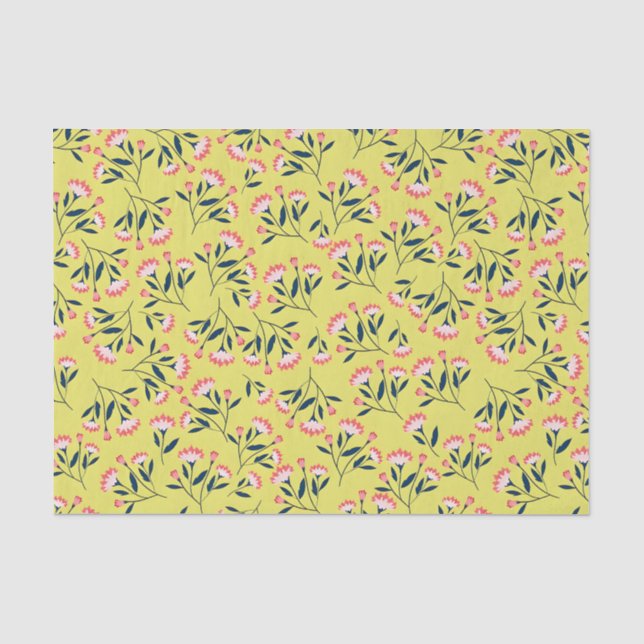 Papel De Seda  Cheerful Floral Pattern: Pink Flowers  (Frente )