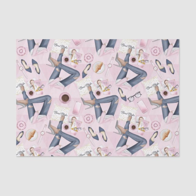 Papel De Seda Chefe de Garota Desenhada Mão (Frente )