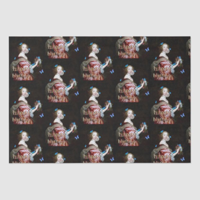 Papel De Seda Chegada inesperada de borboletas azuis (Frente )