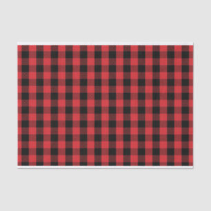 Papel De Seda Cheque de Buffalo Vermelho Negro Feriado de Natal