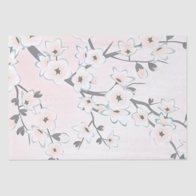 Papel De Seda Cherry Blossom Blush Mint Chic (Frente )