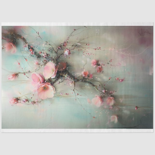 Papel De Seda Cherry Blossom Branch, Realismo Abstrato (Frente )
