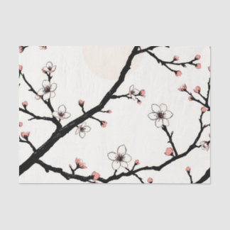 Papel De Seda Cherry Blossom Moon Minimal Pattern