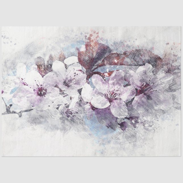 Papel De Seda Cherry Blossomo Watercolor Art Decoupage (Frente )