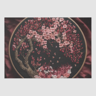 Papel De Seda Cherry Blossoms Embroiderado Vintage Wrappi