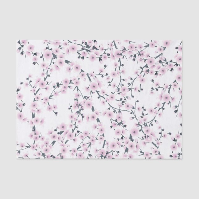 Papel De Seda Cherry Blossoms Pink White Floral Padrão (Frente )