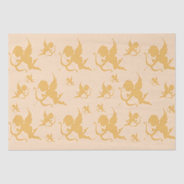 Papel De Seda cherubs de casamento em dourados (Frente )