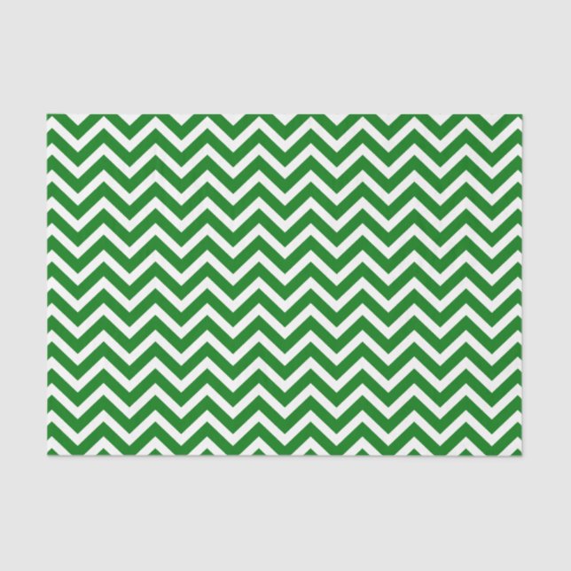 Papel De Seda Chevron branco e verde natalino ZigZag (Frente )