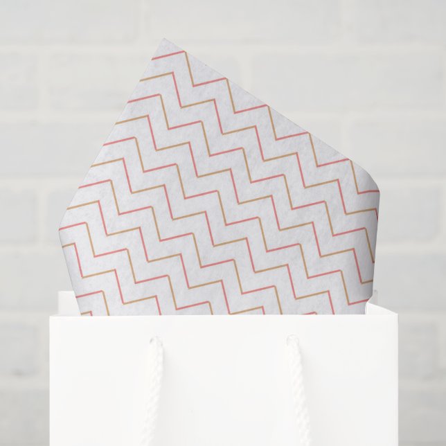 Papel De Seda Chevron de Coral e Areia (Sacola de presentes)