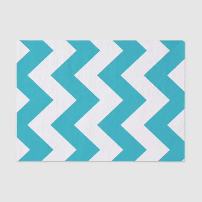 Papel De Seda Chevron de Mod Azul Turquesa (Frente )