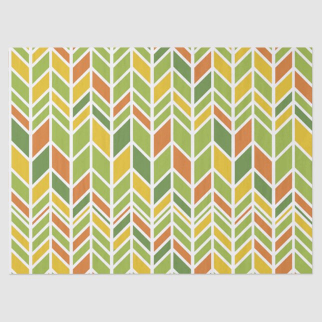 Papel De Seda Chevron Laranja e Verde Retroativo Zig-Zag (Frente )