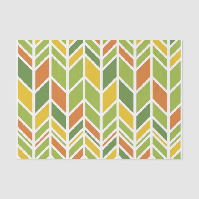 Papel De Seda Chevron Laranja e Verde Retroativo Zig-Zag (Frente )