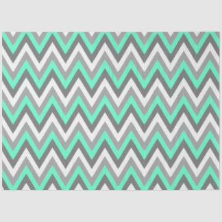 Papel De Seda Chevron Pattern Grey White Mint Decoupage