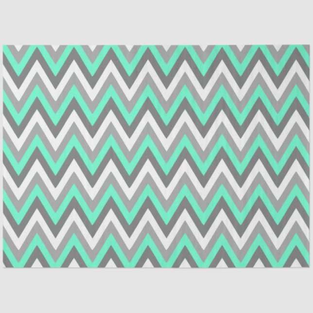 Papel De Seda Chevron Pattern Grey White Mint Decoupage (Frente )