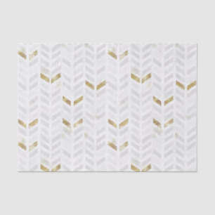 Papel De Seda Chevron pintado com Cinzas brancas Douradas Elegan