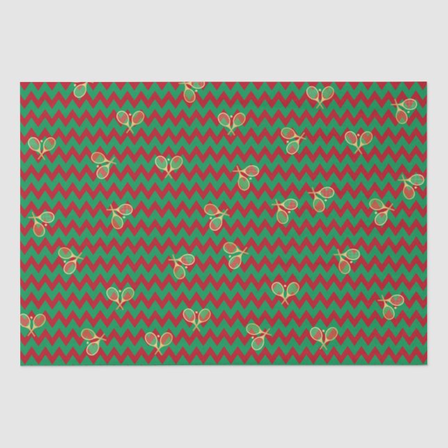 Papel De Seda Chevron Zig Zag Ruby Red Green Tênis (Frente )