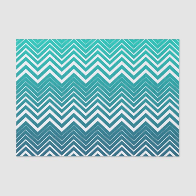 Papel De Seda Chevron Zigzag Branco E Fundo Verde Azul (Frente )