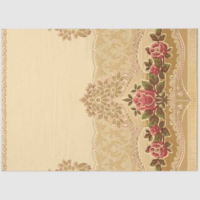Papel De Seda Chic Art Nouveau, Dourado e rosa, (Frente )