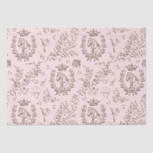 Papel De Seda Chic Beige Pink Equestre Clássico Elegante (Frente )