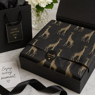 Papel De Seda Chic Black and Ouro Giraffe Impressão