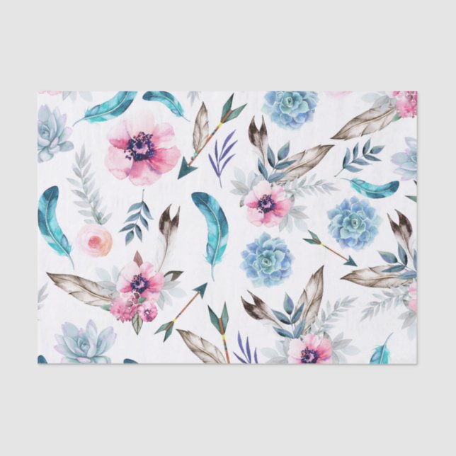 Papel De Seda Chic Boêmio Floral Garota Boho (Frente )