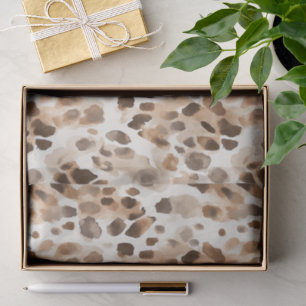 Papel De Seda Chic Cream Brown Leopard Animal Print Aniversário
