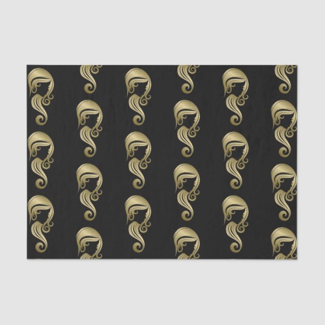 Papel De Seda Chic Elegante Dourada Beauty Hair & Makeup Salon (Frente )