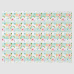 Papel De Seda Chic Floral Mint Stripes