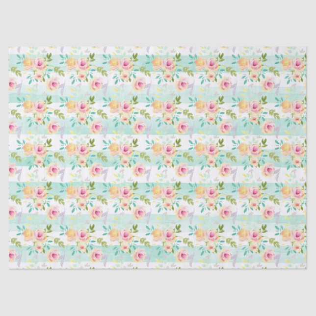 Papel De Seda Chic Floral Mint Stripes (Frente )