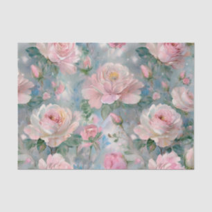 Papel De Seda Chic Floral Vintage Rosa Desbotada 