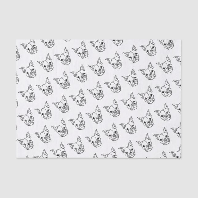 Papel De Seda Chic French Bulldog Line Art: Edite seu texto (Frente )