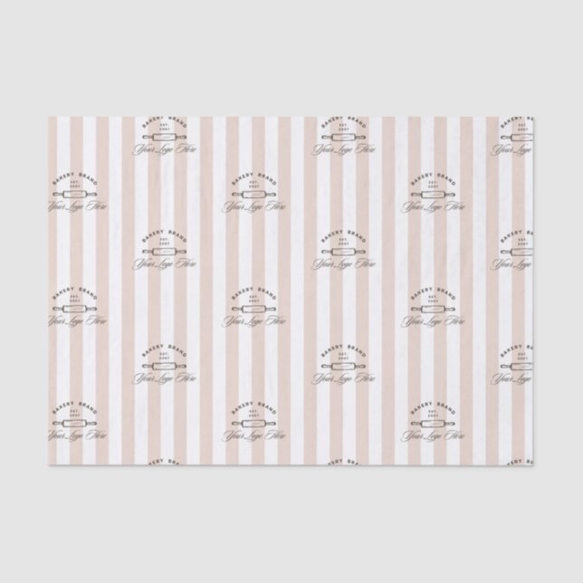 Papel De Seda Chic French Pink Strike Bakery Logotipo comercial (Frente )