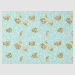 Papel De Seda Chic Mint e Dourados Diamantes