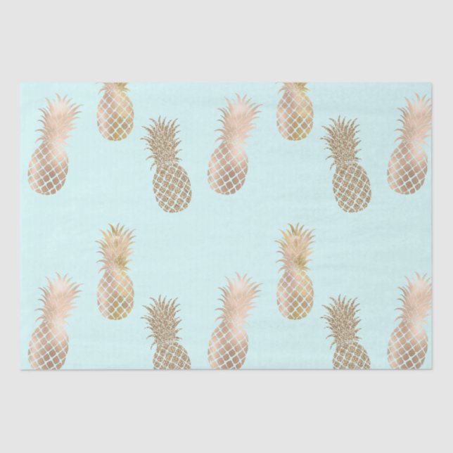 Papel De Seda Chic Mint Glam Dourado Pineanases (Frente )