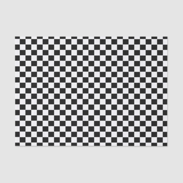 Papel De Seda Chic Modern Black Checkered Gift Wrap (Frente )