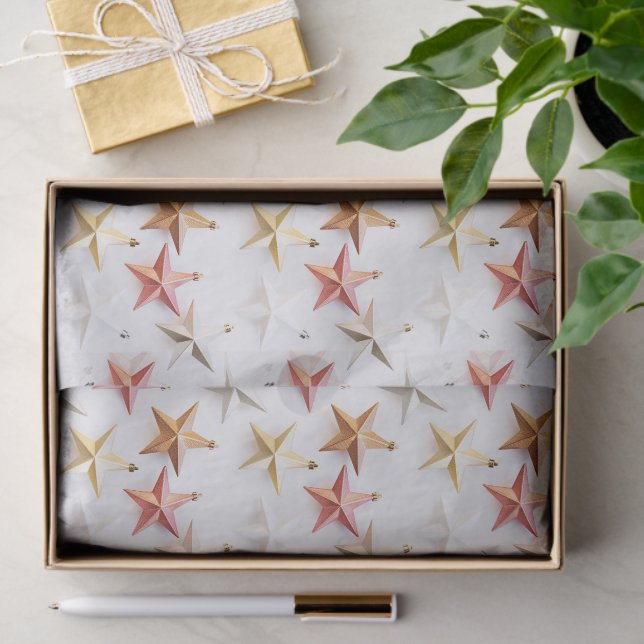 Papel De Seda Chic Modern Christmas Star Ornaings (Presente)