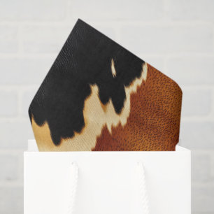 Papel De Seda Chic Ocidental Preto Marrom Creme Couro de Vaca