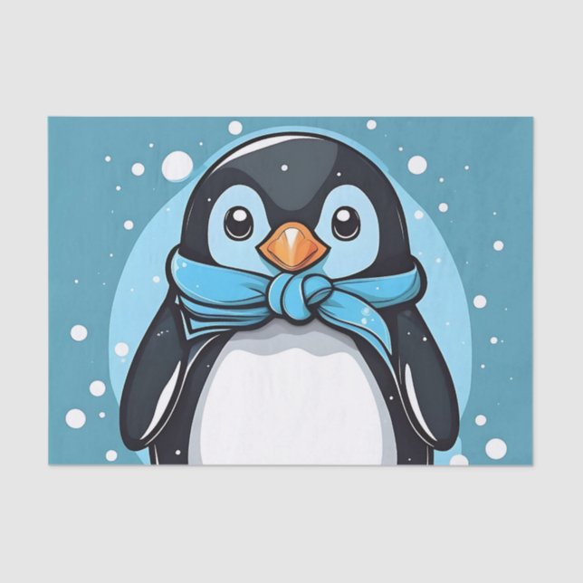 Papel De Seda Chic Penguin Icy Blue (Frente )