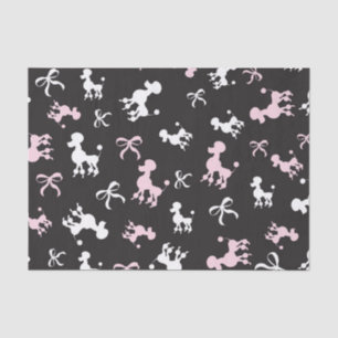 Papel De Seda Chic Poodles Rosa e Preto