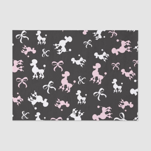 Papel De Seda Chic Poodles Rosa e Preto (Frente )