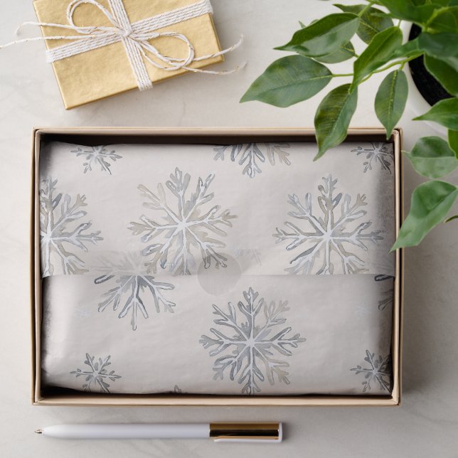 Papel De Seda Chic Rustic Christmas Cream Snowflakes (Presente)