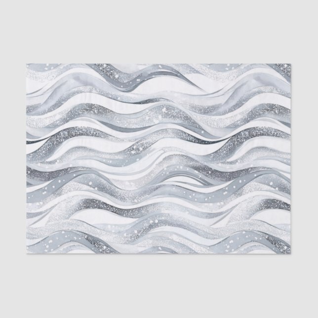 Papel De Seda Chic Silver Glam Abstrato Birthday (Frente )