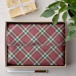 Papel De Seda Chic Sparkly Plaid Christmas 