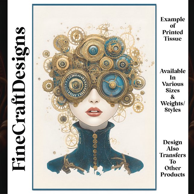 Papel De Seda Chic Steampunk Female Portraje N8 Decoupage (Criador carregado)